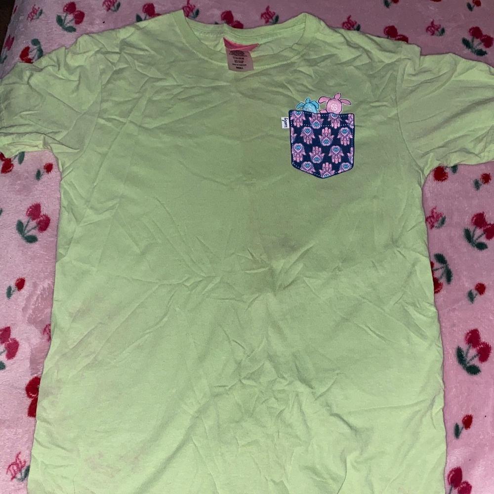 Simply Southern Lime Tee with Floral Pocket